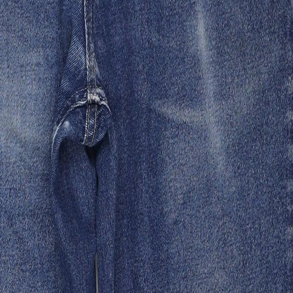 George Mens Blue Cotton Straight Jeans Size 34 in L31 in Regular Zip