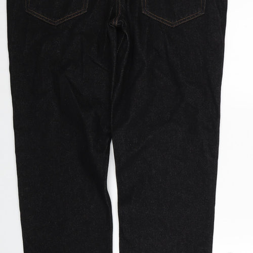 George Mens Black Cotton Straight Jeans Size 34 in L32 in Regular Zip