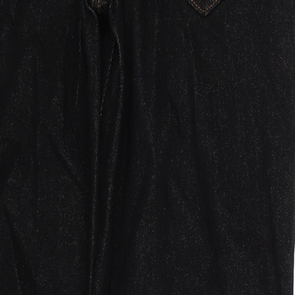 George Mens Black Cotton Straight Jeans Size 34 in L32 in Regular Zip