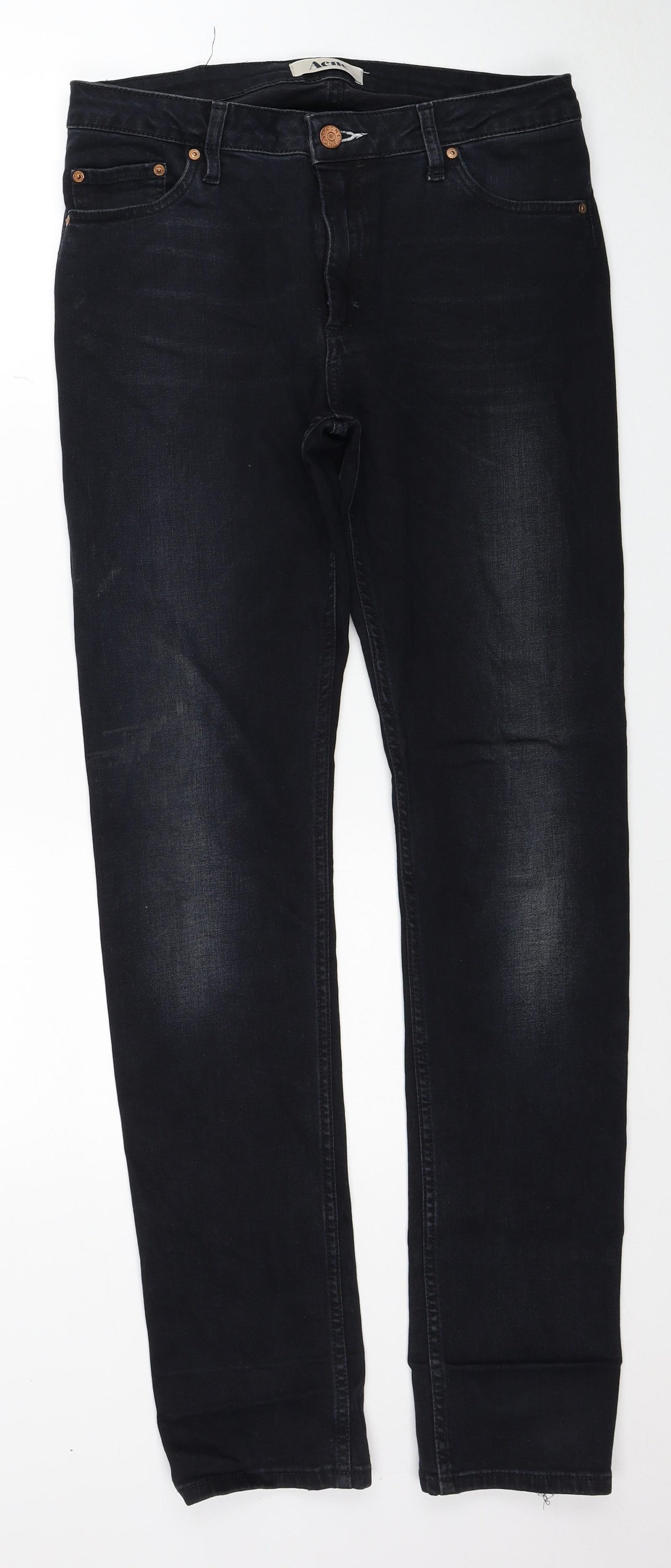 Acne Mens Black Cotton Straight Jeans Size 30 in L32 in Regular Zip