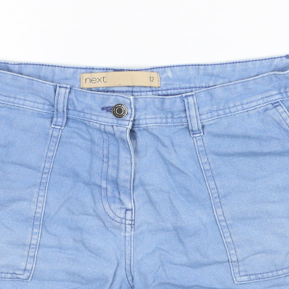 NEXT Womens Blue Cotton Chino Shorts Size 12 Regular Zip