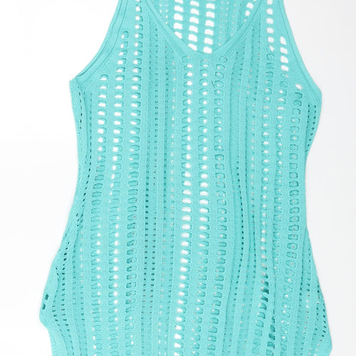 Preworn Womens Blue Acrylic Tank Dress Size M Scoop Neck Pullover