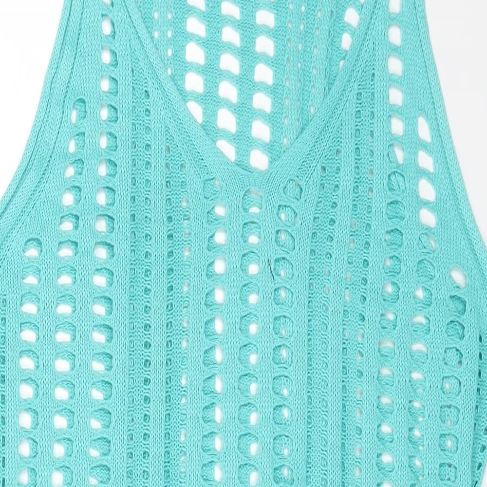 Preworn Womens Blue Acrylic Tank Dress Size M Scoop Neck Pullover