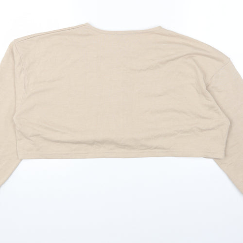 Missguided Womens Beige Cotton Pullover Sweatshirt Size 12 Zip