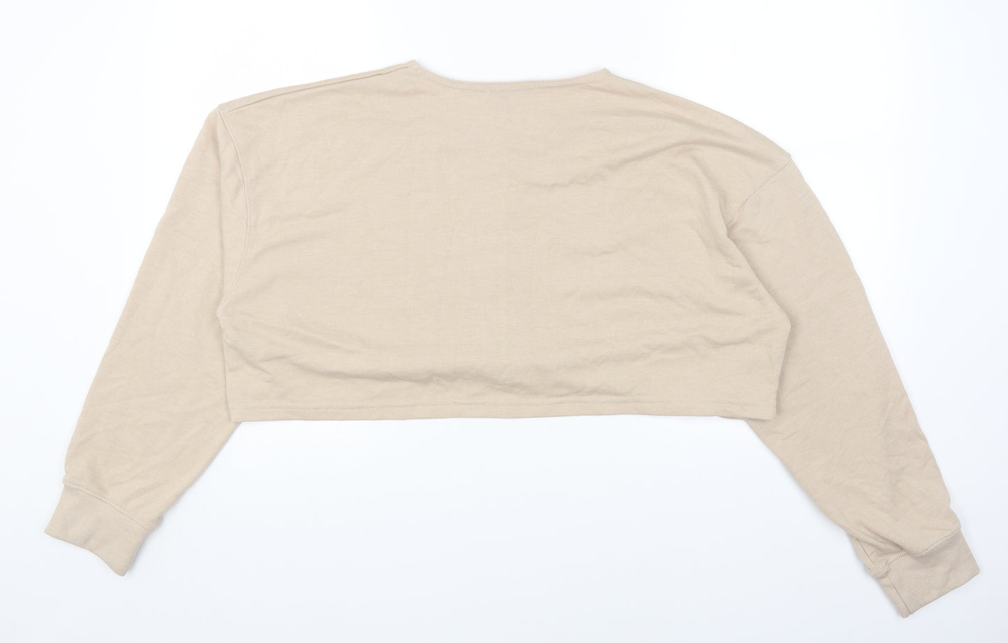 Missguided Womens Beige Cotton Pullover Sweatshirt Size 12 Zip