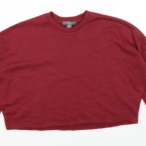 Primark Womens Red Cotton Pullover Sweatshirt Size 2XS Pullover