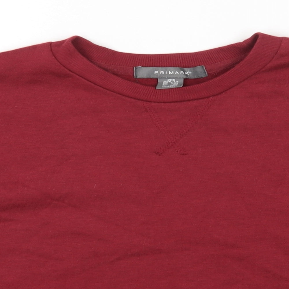 Primark Womens Red Cotton Pullover Sweatshirt Size 2XS Pullover