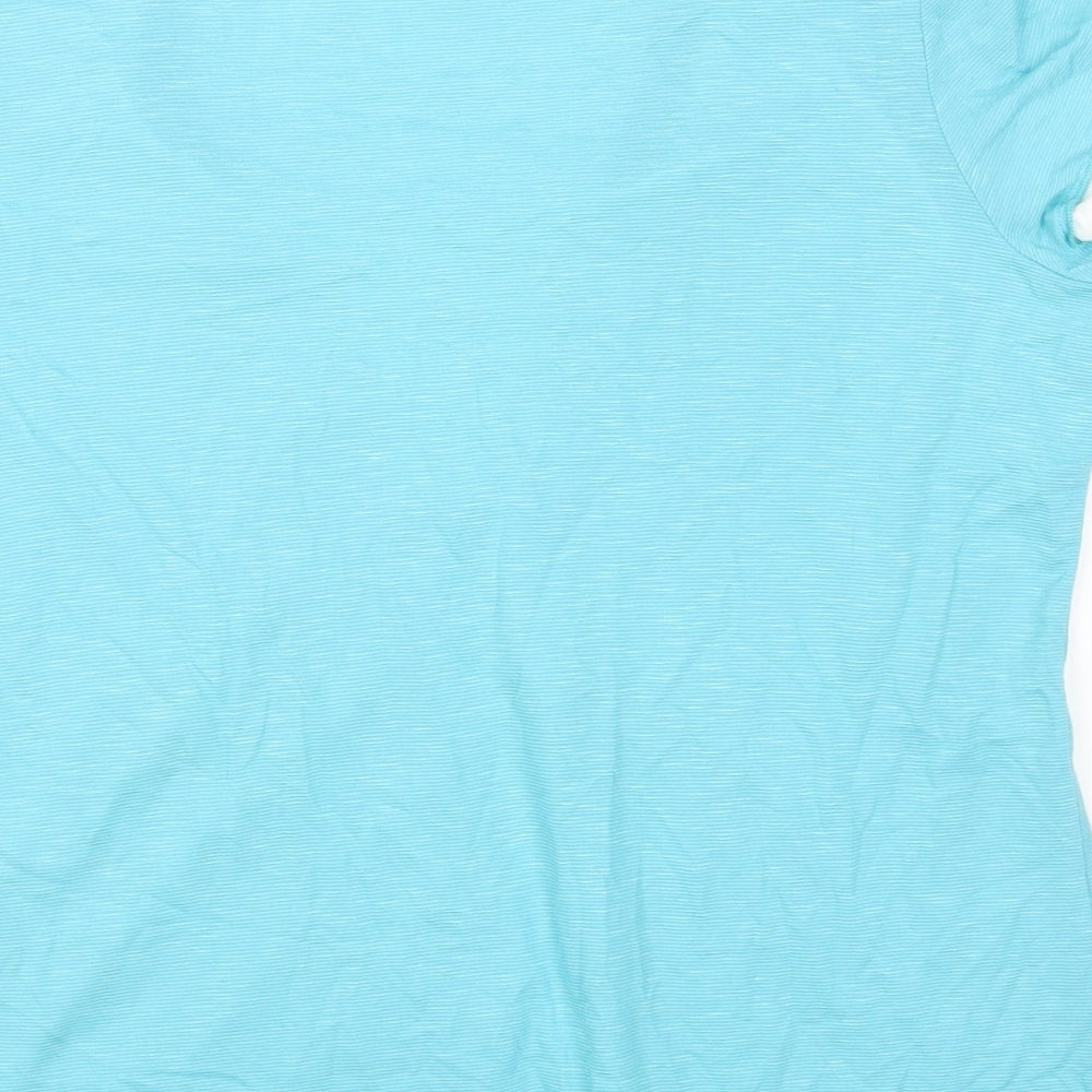 Per Una Womens Blue Cotton Basic T-Shirt Size 16 Scoop Neck