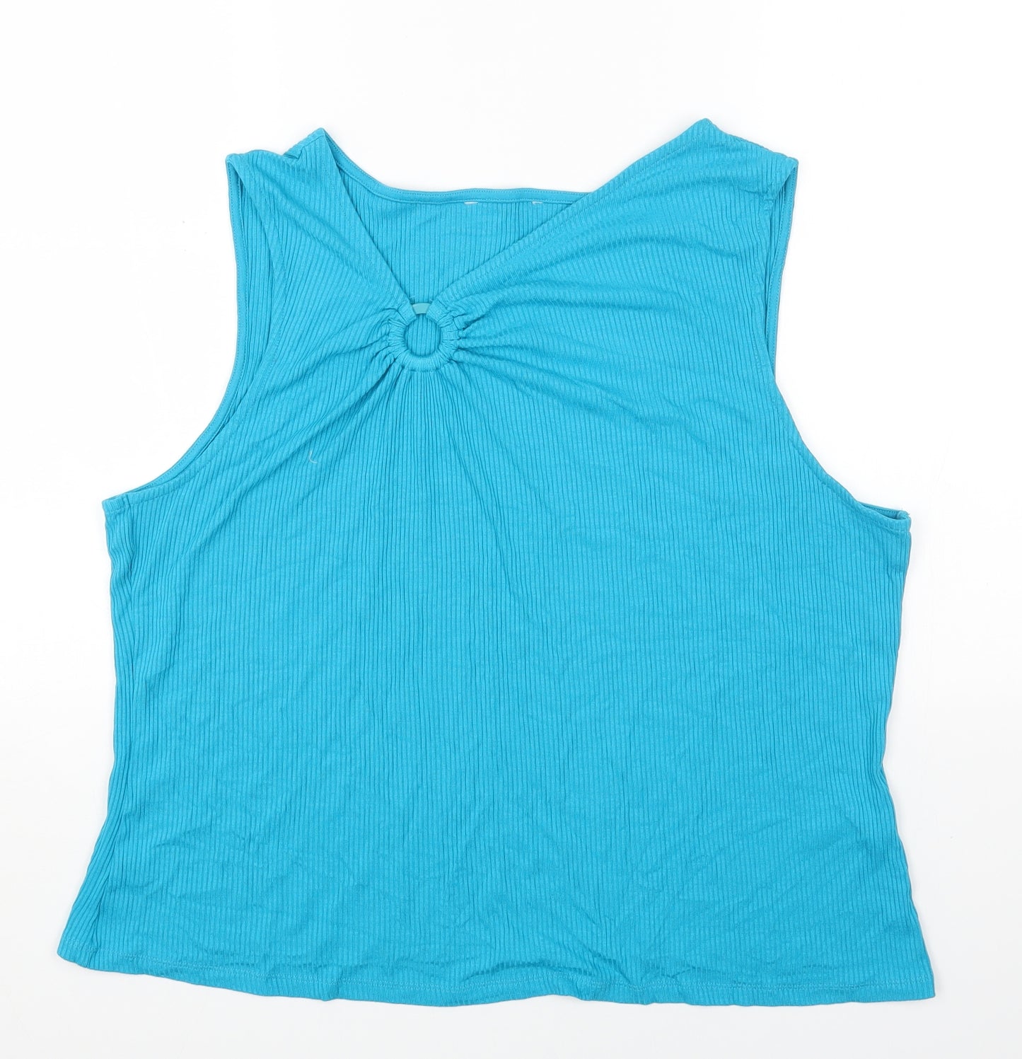 TU Womens Blue Viscose Basic Tank Size 24 V-Neck