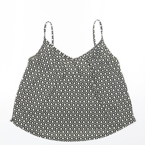 H&M Womens Beige Geometric Cotton Camisole Blouse Size S V-Neck