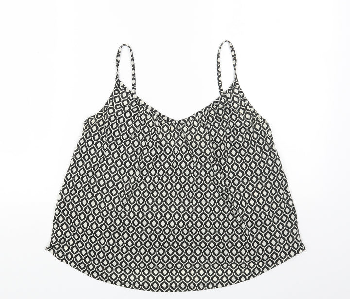 H&M Womens Beige Geometric Cotton Camisole Blouse Size S V-Neck