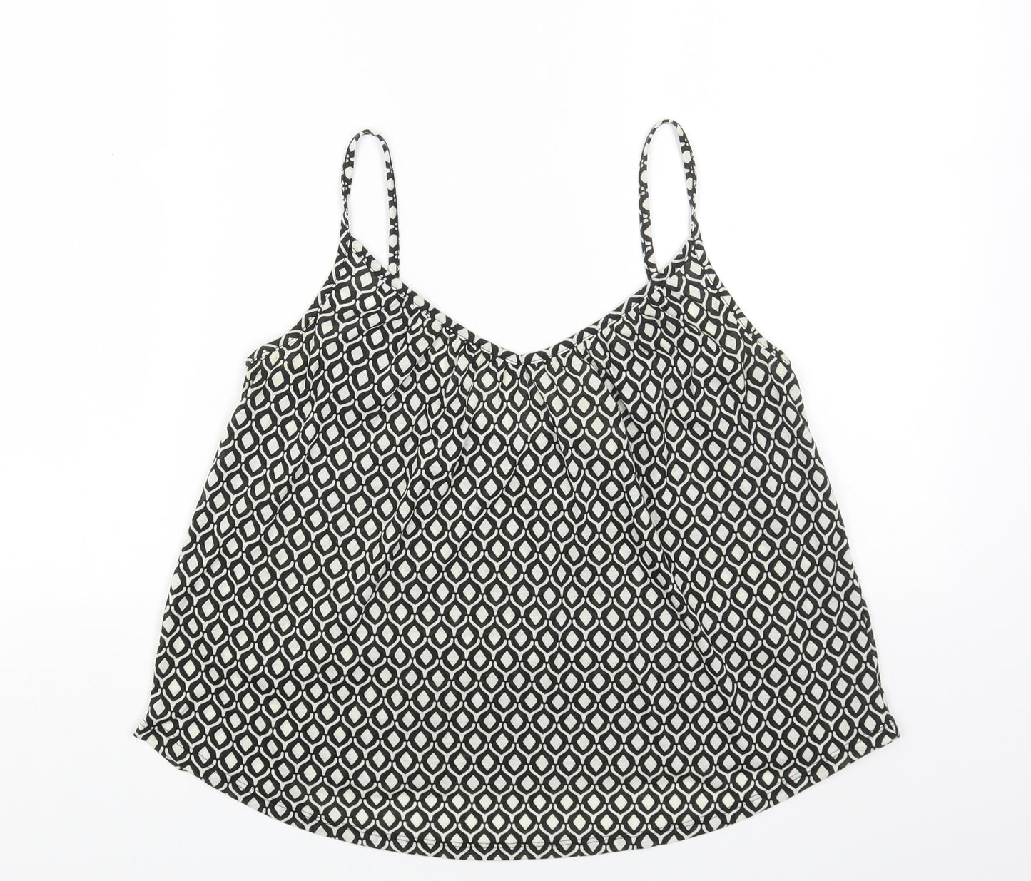 H&M Womens Beige Geometric Cotton Camisole Blouse Size S V-Neck