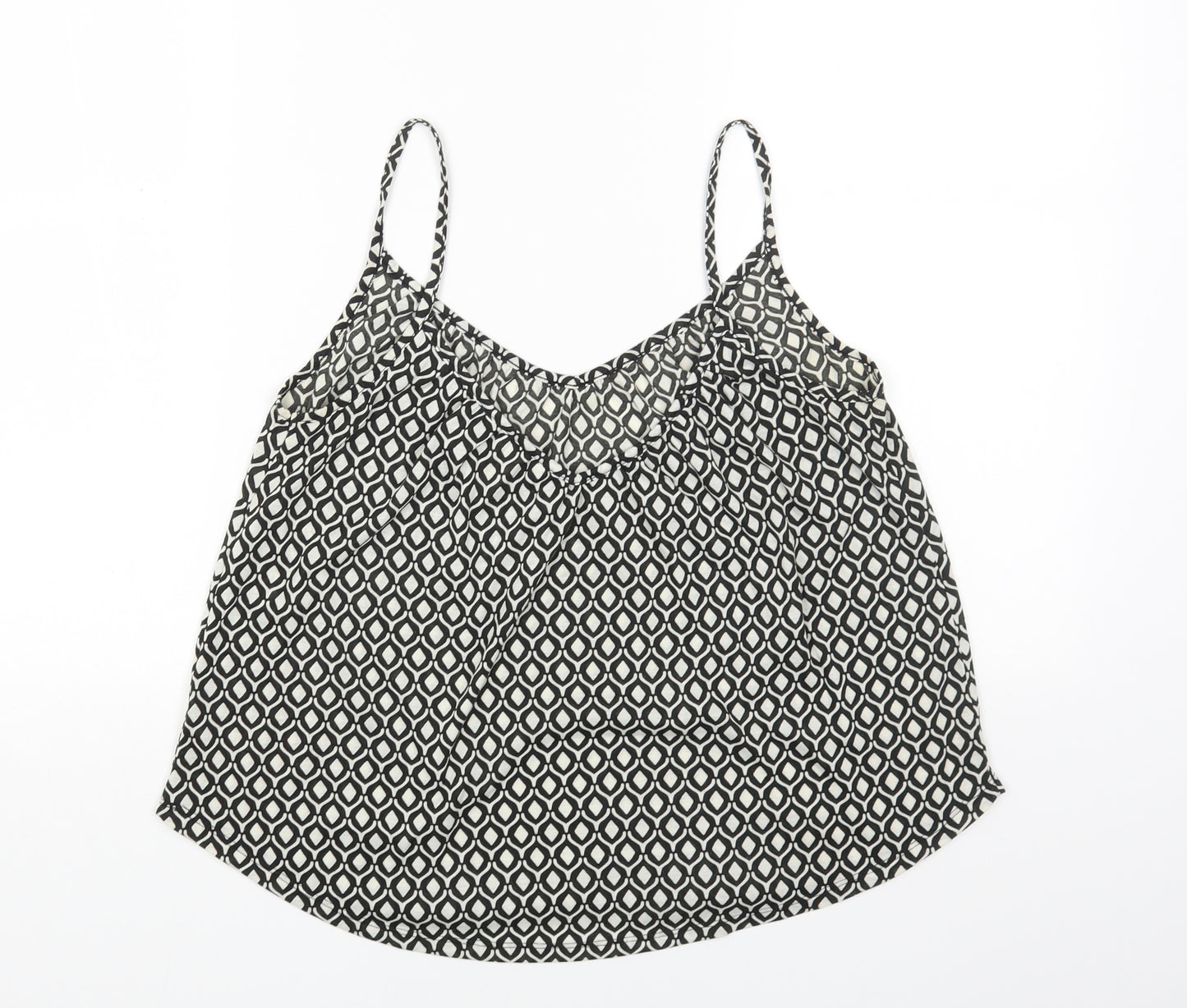 H&M Womens Beige Geometric Cotton Camisole Blouse Size S V-Neck