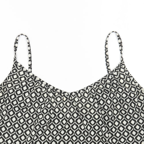 H&M Womens Beige Geometric Cotton Camisole Blouse Size S V-Neck