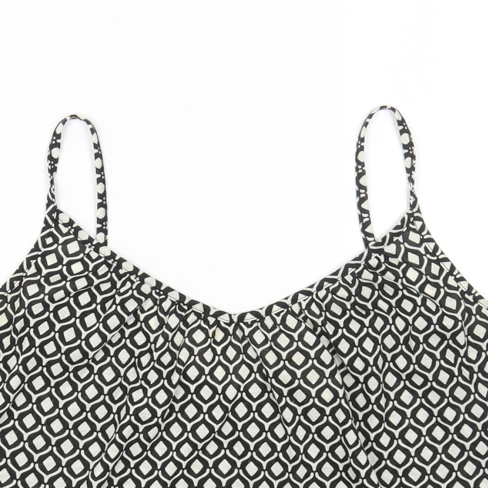 H&M Womens Beige Geometric Cotton Camisole Blouse Size S V-Neck