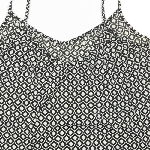 H&M Womens Beige Geometric Cotton Camisole Blouse Size S V-Neck