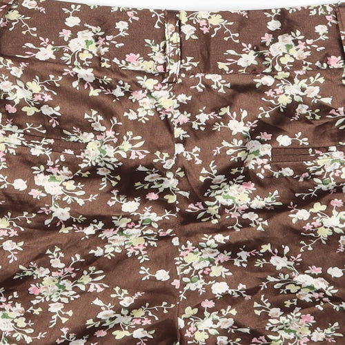 Sans Souci Womens Brown Geometric Polyester Hot Pants Shorts Size S Regular Zip