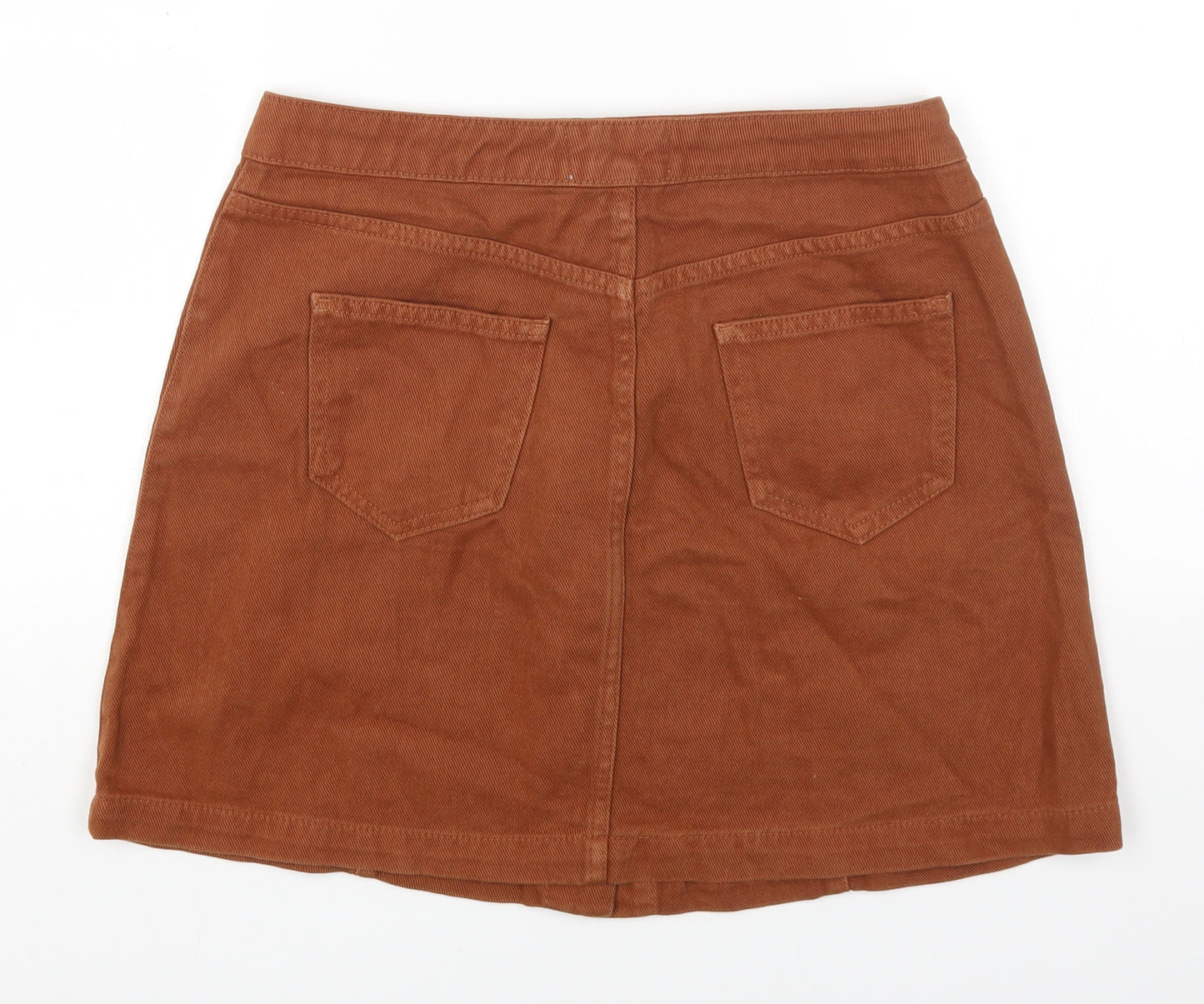 New Look Womens Brown Cotton Mini Skirt Size 12 Button
