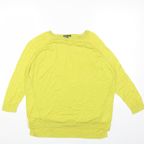 Warehouse Womens Yellow Round Neck Viscose Pullover Jumper Size 16
