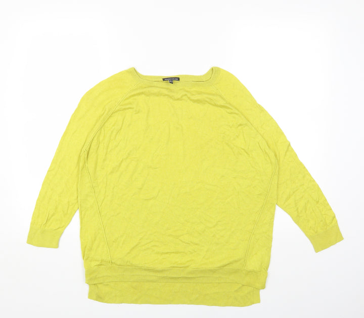Warehouse Womens Yellow Round Neck Viscose Pullover Jumper Size 16