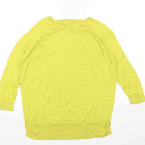 Warehouse Womens Yellow Round Neck Viscose Pullover Jumper Size 16