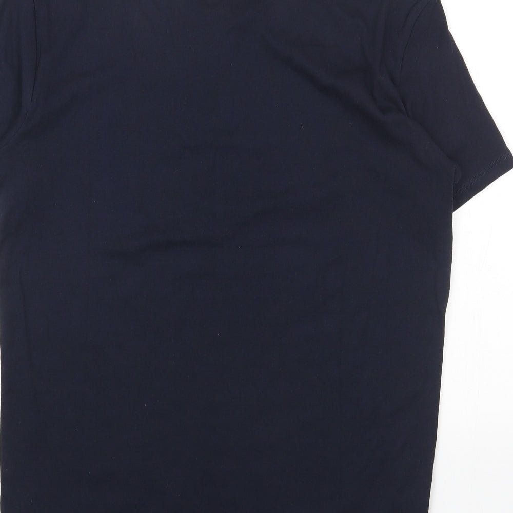 United Colors of Benetton Womens Blue Cotton Basic T-Shirt Size M Round Neck - Canary Islands