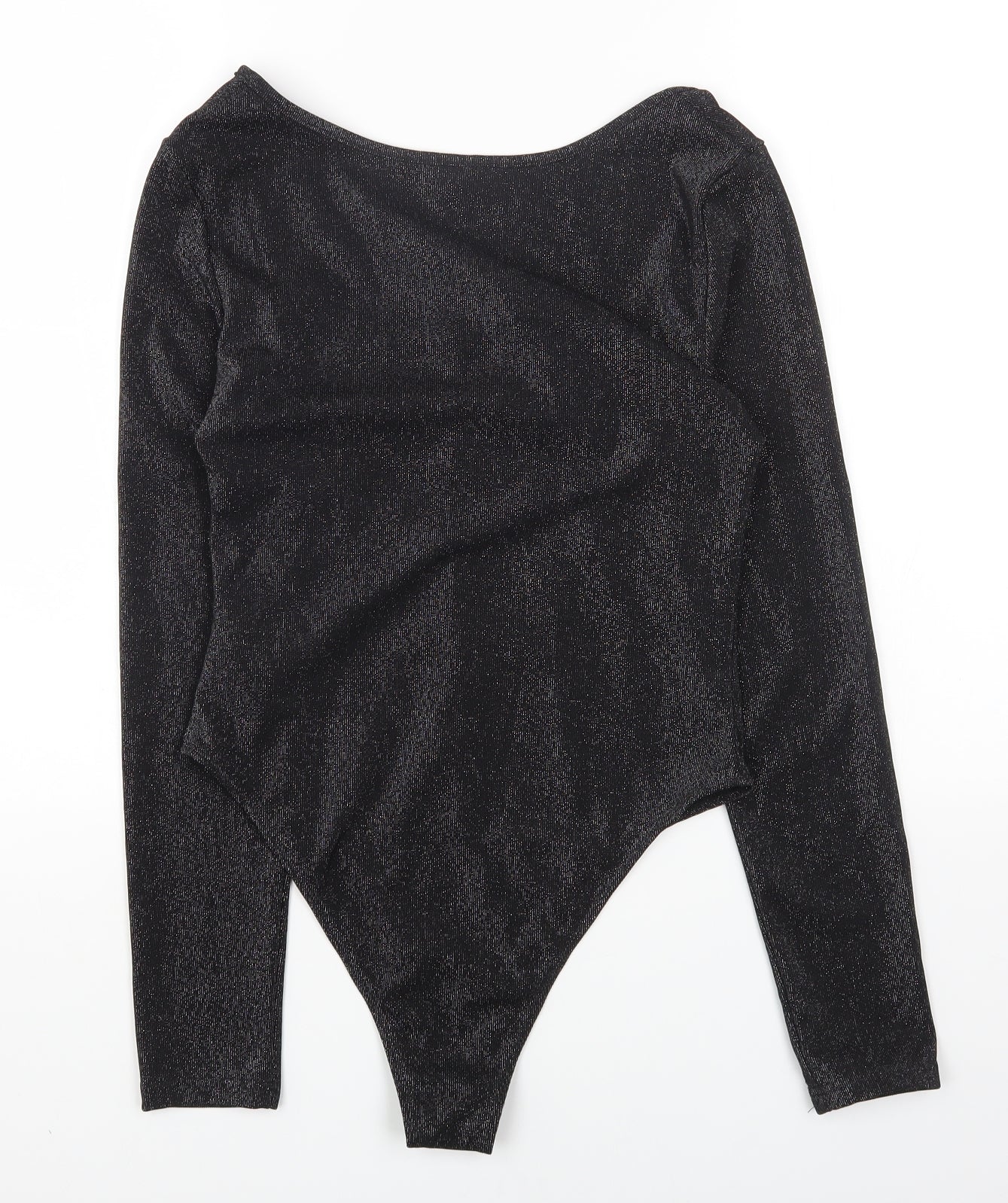 SheIn Womens Black Polyester Bodysuit One-Piece Size L Snap
