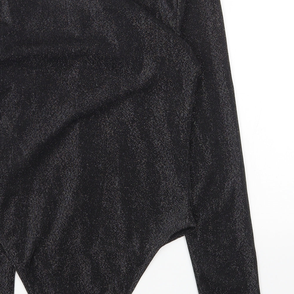 SheIn Womens Black Polyester Bodysuit One-Piece Size L Snap