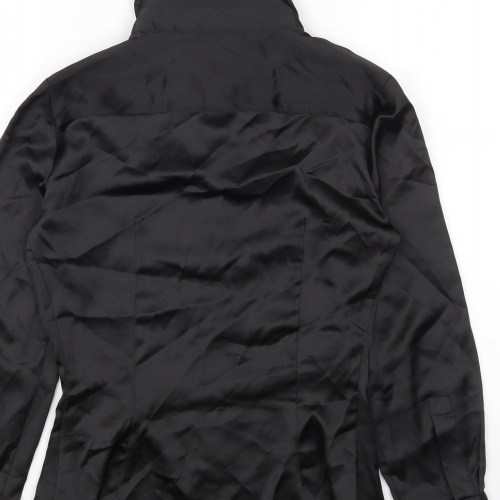 Zara Womens Black Viscose Basic Button-Up Size XS V-Neck