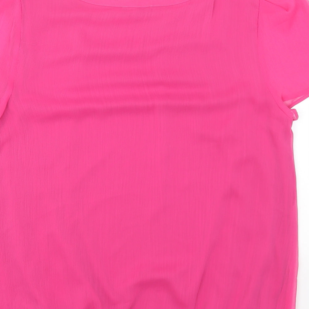 Papaya Womens Pink Polyester Basic Blouse Size 16 Round Neck