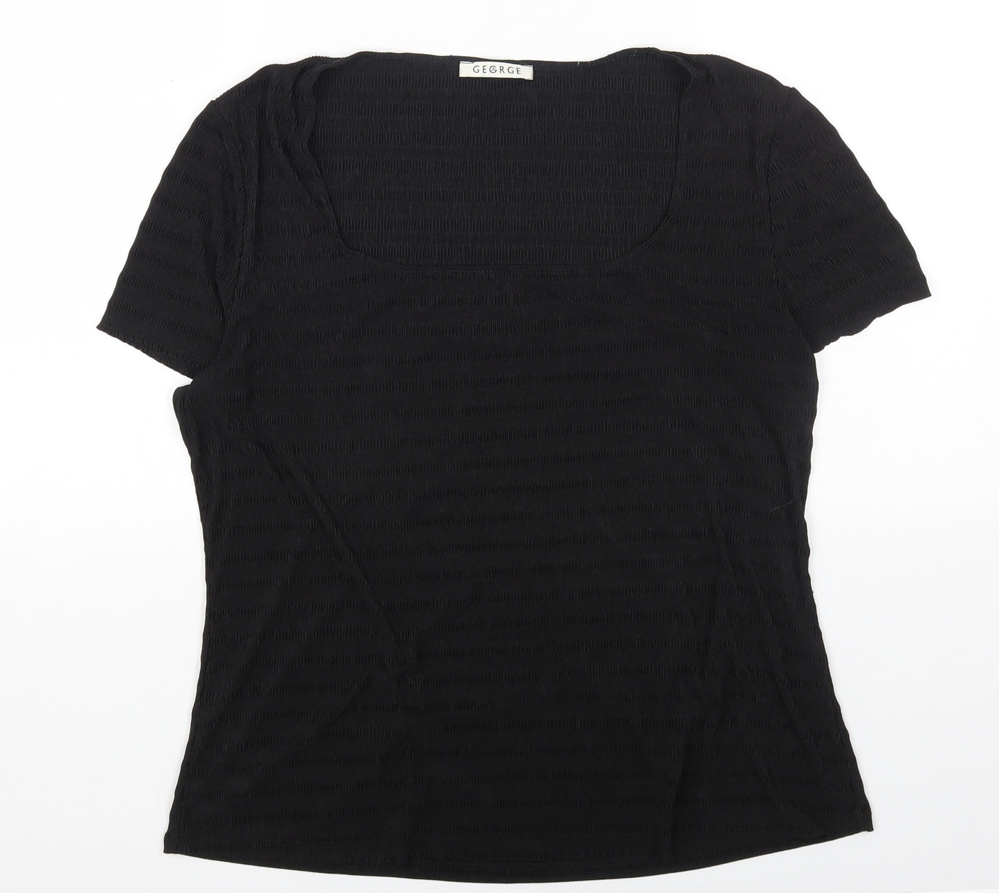 George Womens Black Polyester Basic T-Shirt Size 20 Square Neck