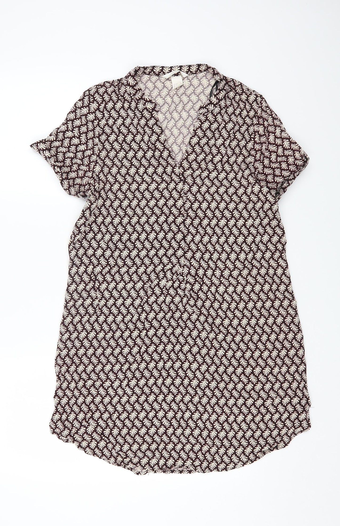 H&M Womens Multicoloured Floral Viscose A-Line Size 10 V-Neck Pullover