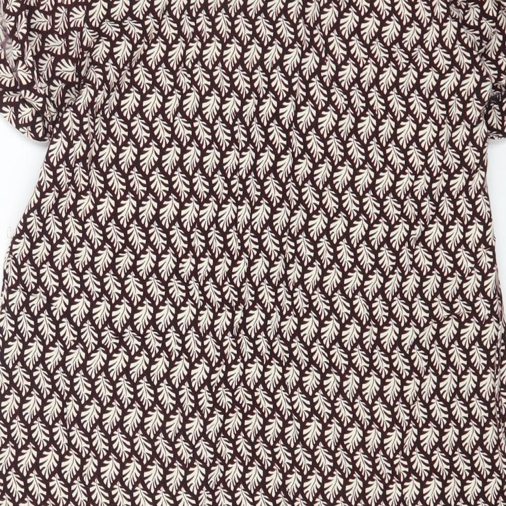H&M Womens Multicoloured Floral Viscose A-Line Size 10 V-Neck Pullover