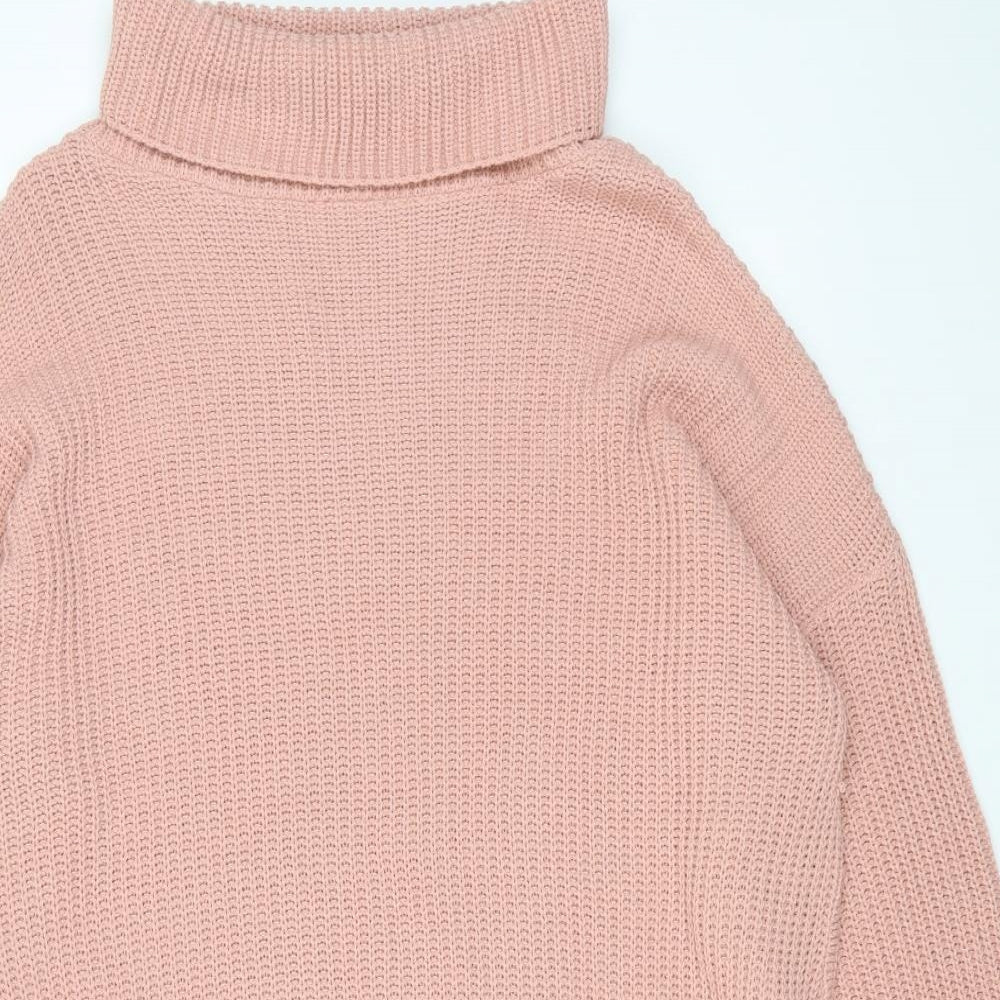 In the Style Womens Pink Roll Neck Acrylic Pullover Jumper Size 14