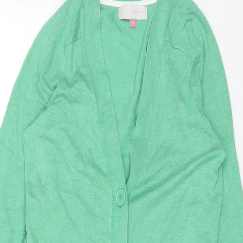 John Lewis Womens Green V-Neck Viscose Cardigan Jumper Size 10