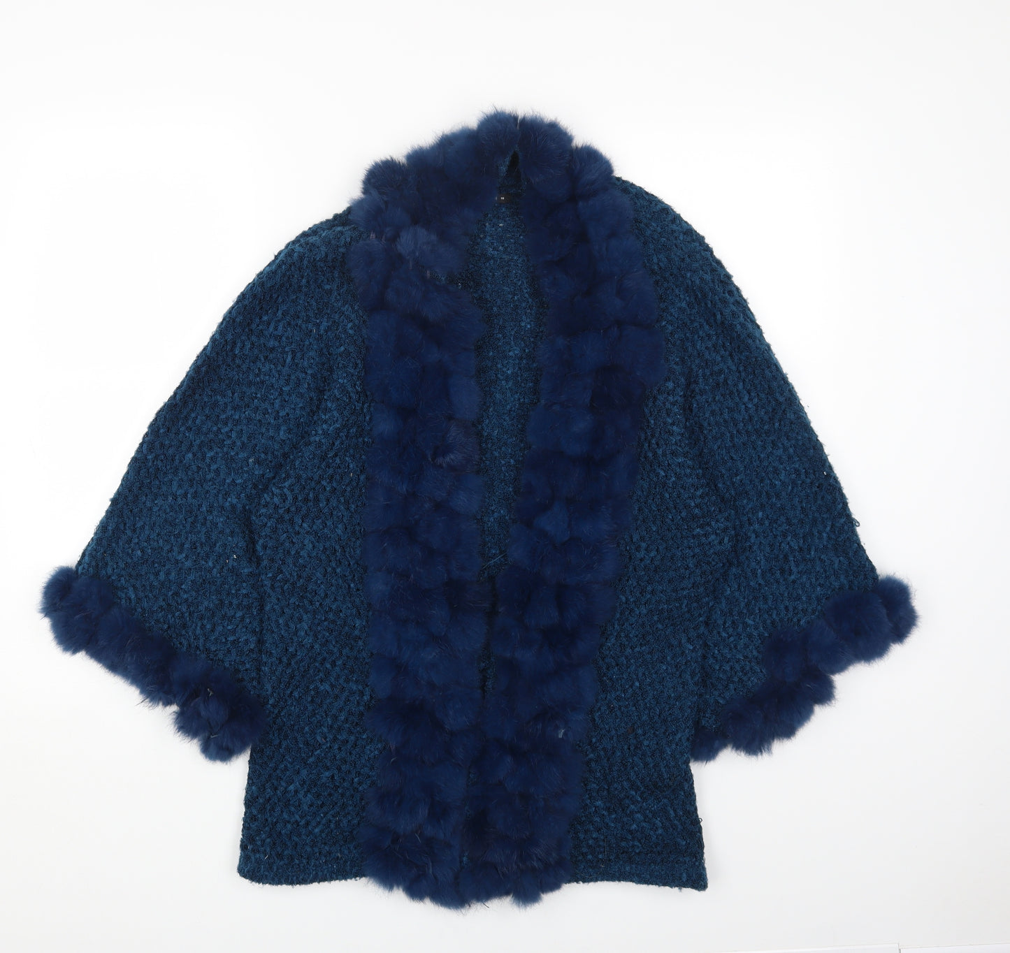 Roman Womens Blue V-Neck Acrylic Cardigan Jumper Size 10