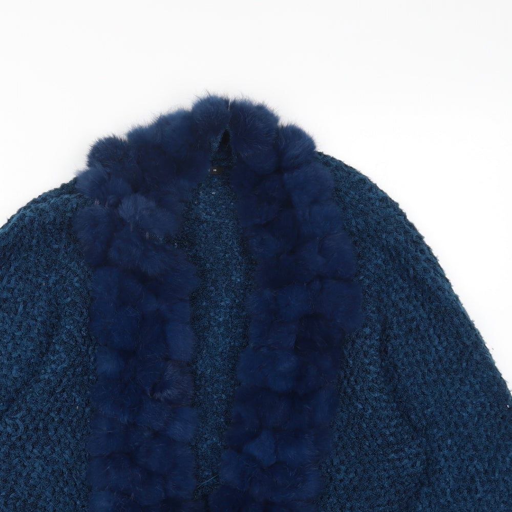 Roman Womens Blue V-Neck Acrylic Cardigan Jumper Size 10