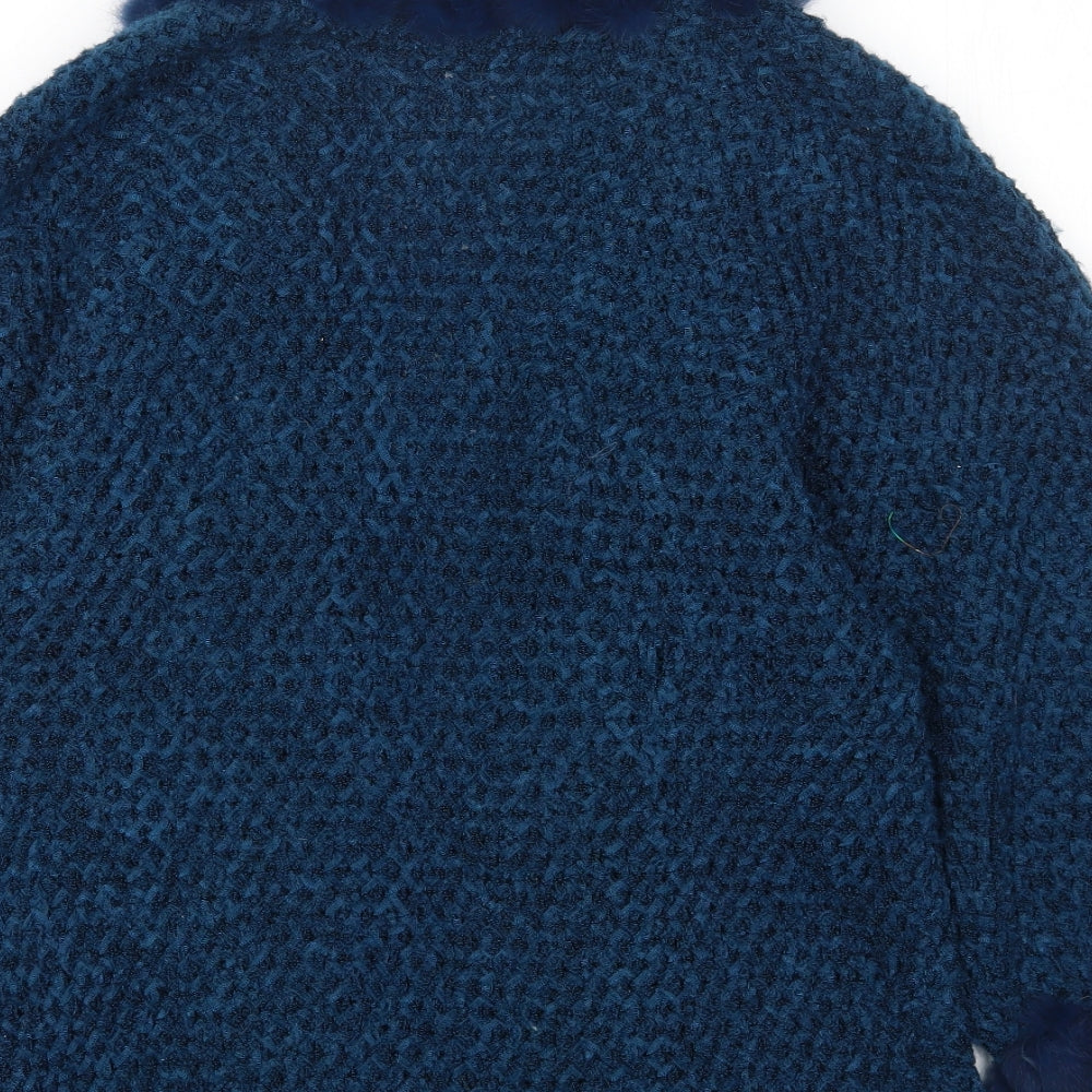 Roman Womens Blue V-Neck Acrylic Cardigan Jumper Size 10