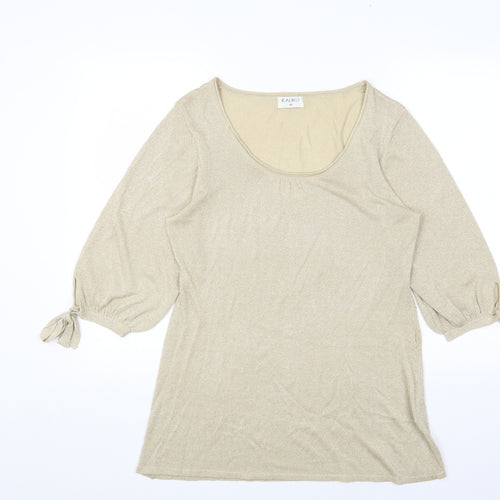 Kaliko Womens Gold Round Neck Viscose Pullover Jumper Size 16