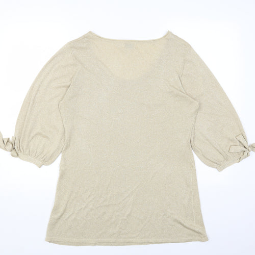 Kaliko Womens Gold Round Neck Viscose Pullover Jumper Size 16