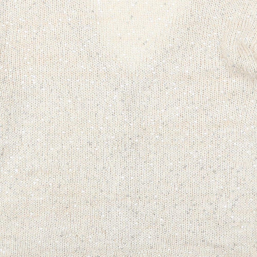 H&M Womens Beige V-Neck Viscose Cardigan Jumper Size XS