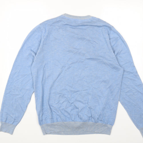 Marks and Spencer Womens Blue Round Neck Cotton Pullover Jumper Size L