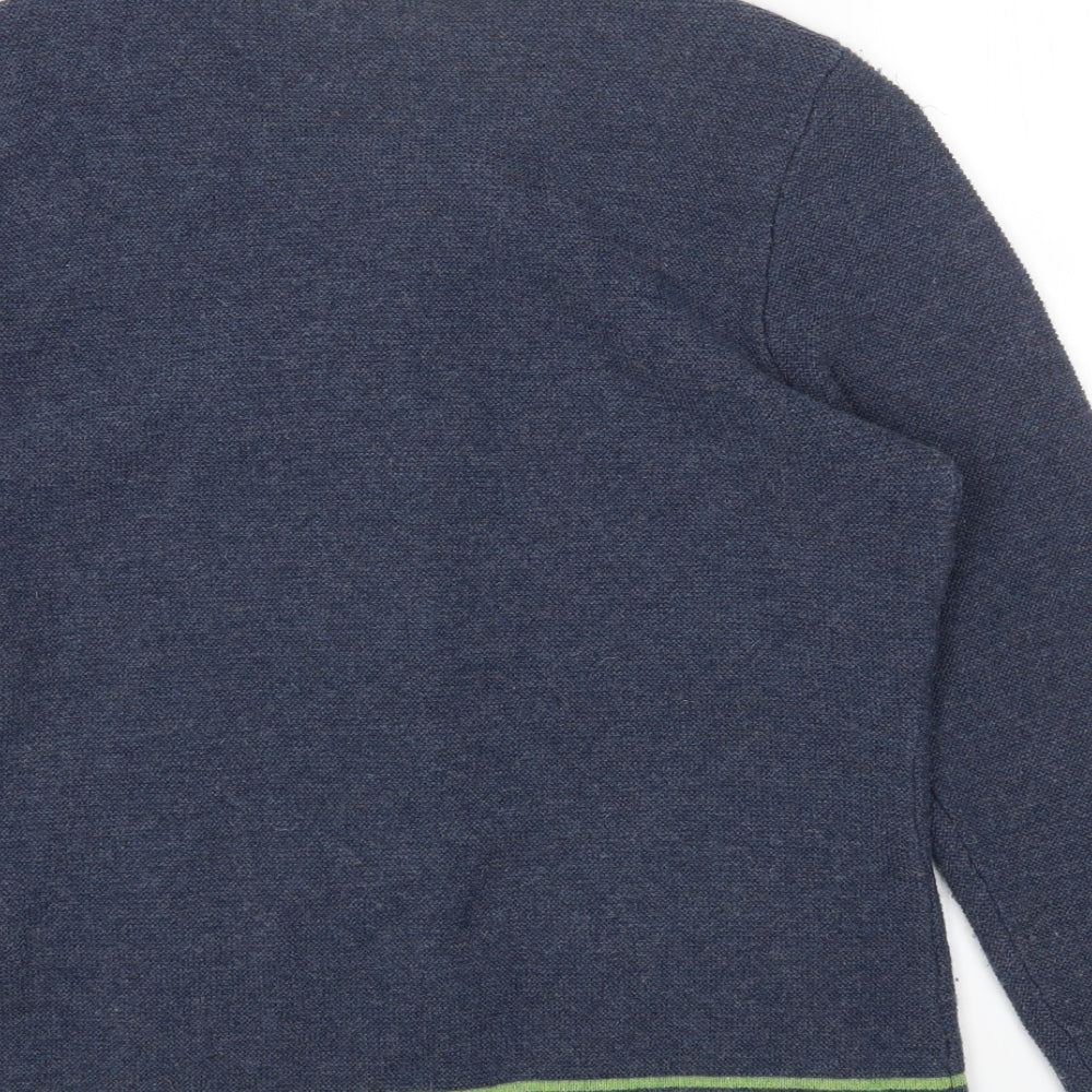 Preworn Womens Blue Round Neck Wool Cardigan Jumper Size M
