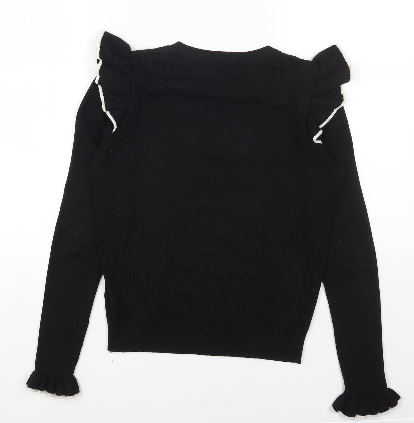 Papaya Womens Black Round Neck Cotton Pullover Jumper Size 8