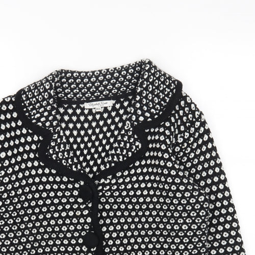 Preworn Womens Black Square Neck Polka Dot Acrylic Cardigan Jumper Size M