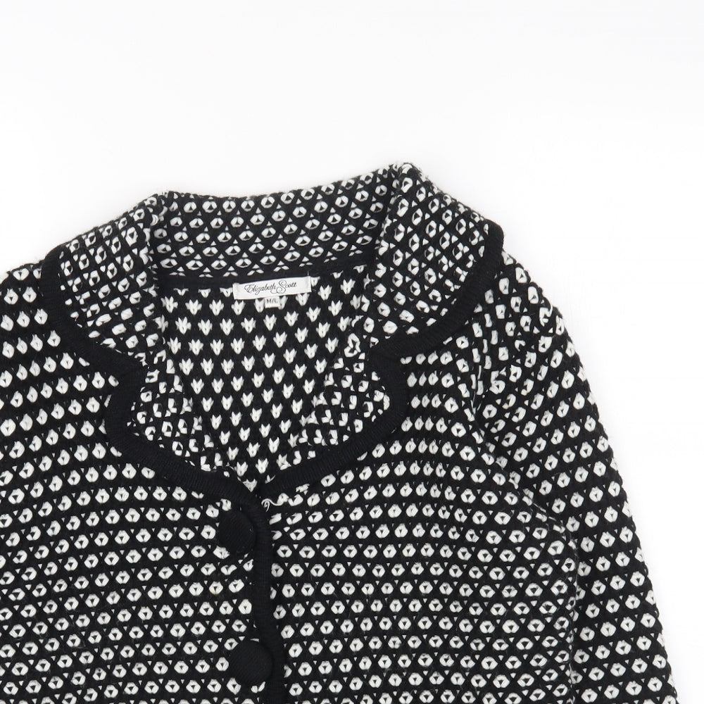 Preworn Womens Black Square Neck Polka Dot Acrylic Cardigan Jumper Size M