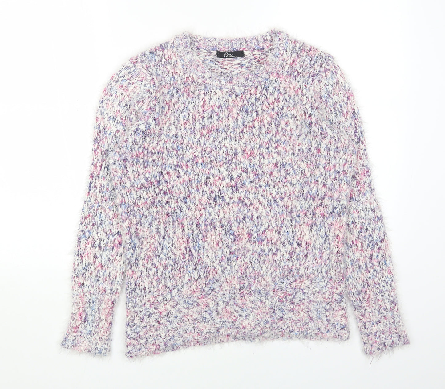 BM Womens Multicoloured Round Neck Polyester Pullover Jumper Size S