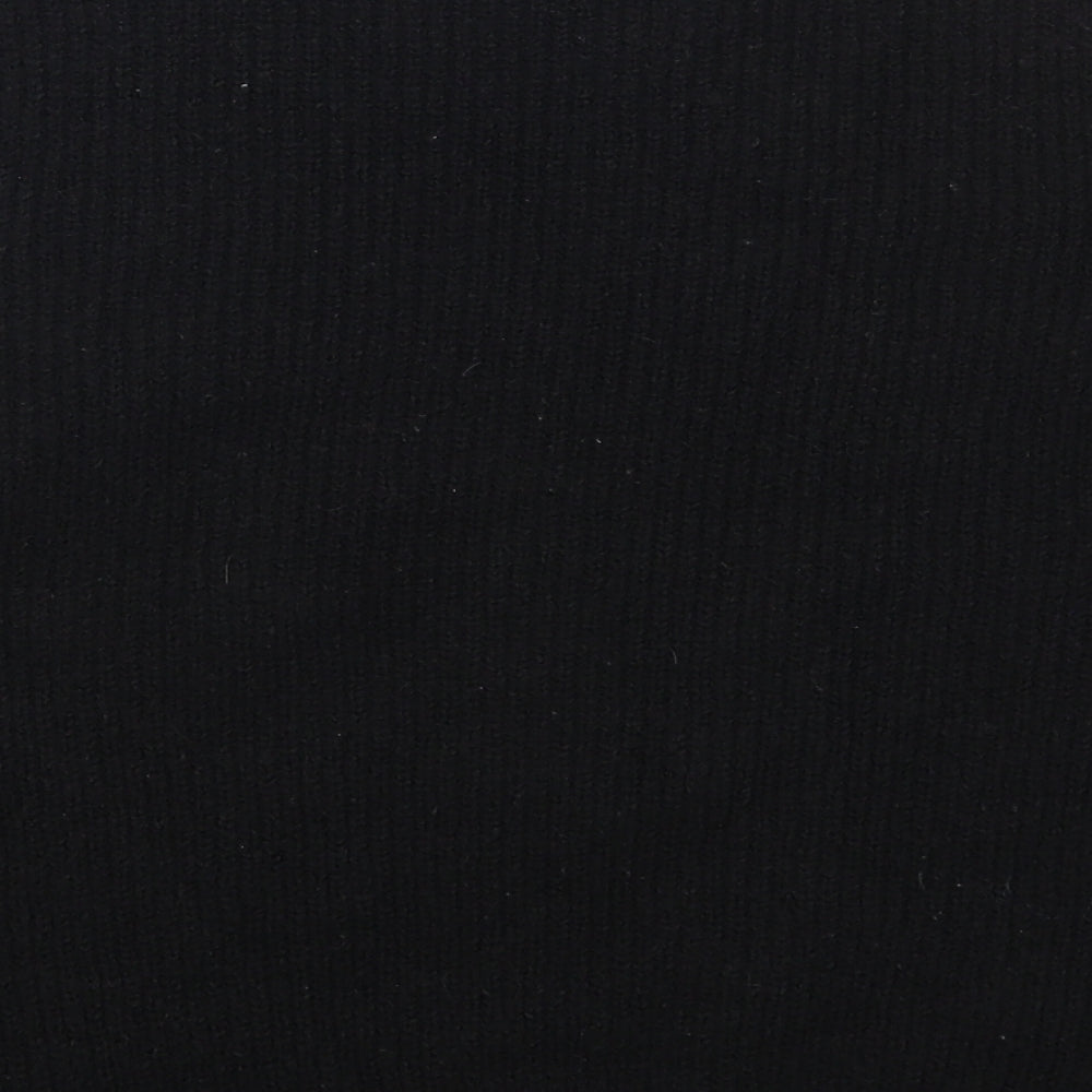 M&Co Womens Black Round Neck Floral Polyester Pullover Jumper Size 14