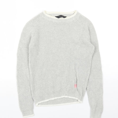 Dorothy Perkins Womens Grey Round Neck Cotton Pullover Jumper Size 6