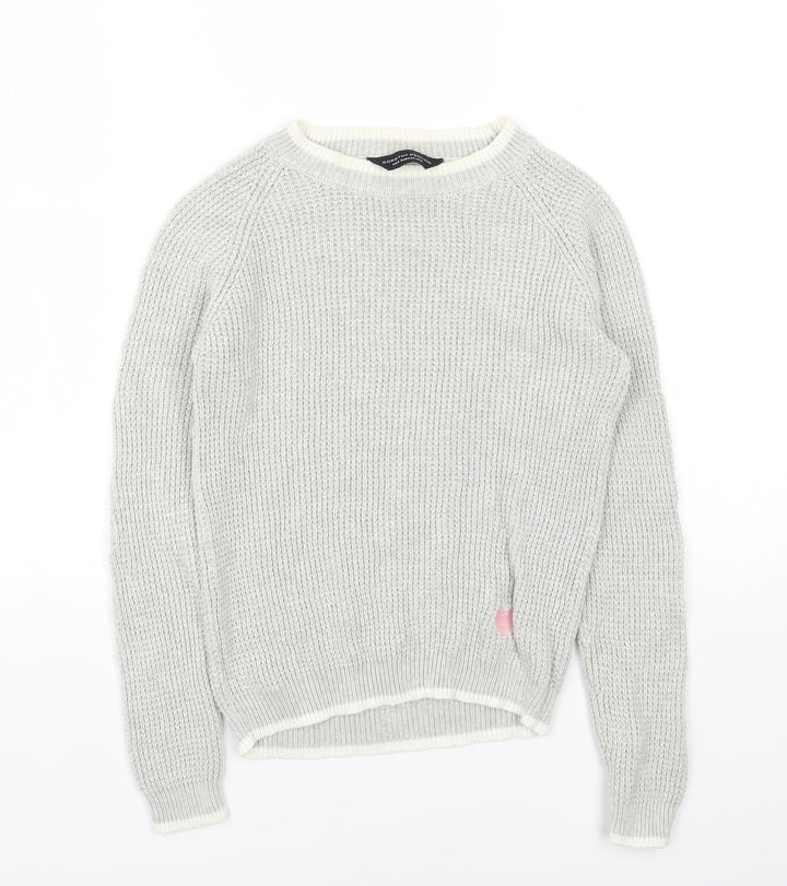 Dorothy Perkins Womens Grey Round Neck Cotton Pullover Jumper Size 6